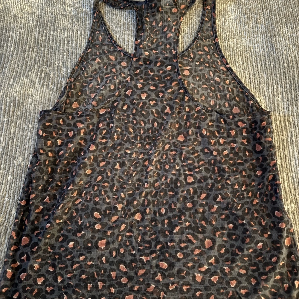 Victoria's Secret Pink and Gray Leopard Print work out sheer tank - Picture 5 of 6